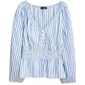 J. Crew V-neck smocked-waist top in stripe cotton lawn